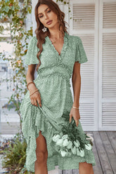 Robe à volants et manches flottantes à motif léopard